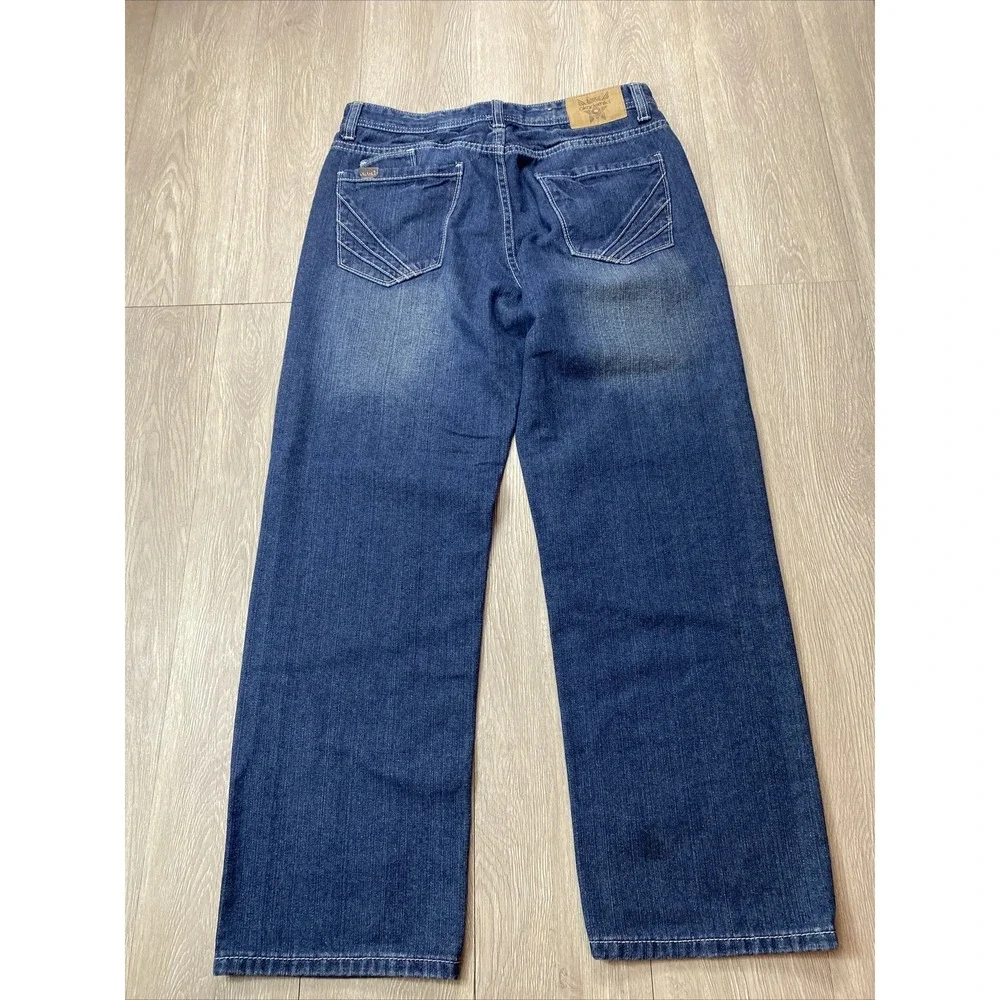 Akademiks Jeans Men's Size 32 Medium Wash Distressed Math Y2K VTG 00's‎ Denim